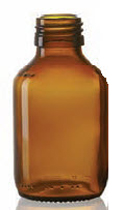 250 ml siroopfles, amber, type 2 geblazen glas